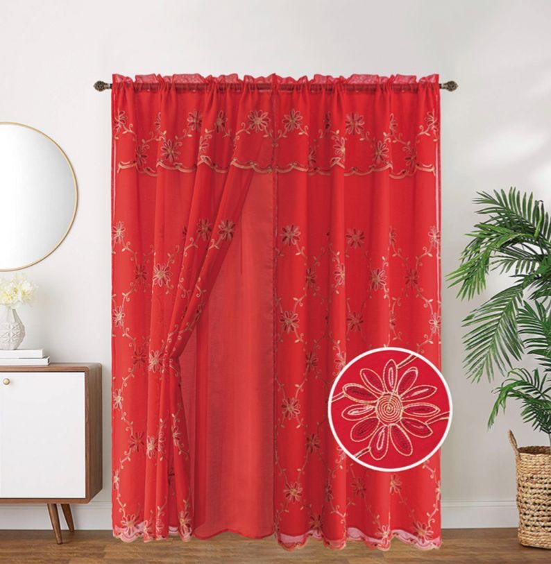 LAYLA EMBROIDERY PANEL-SIZE 54X84 WITH VALANCE AND BACKING