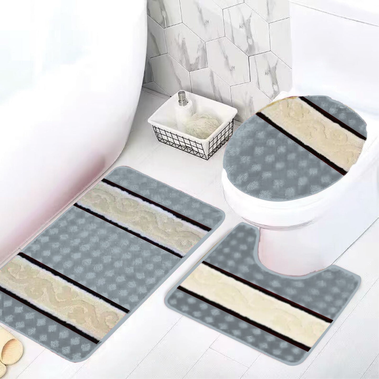 3PCS YASMIN BATH MATT SET 12 SETS PER BOX ASSORTED