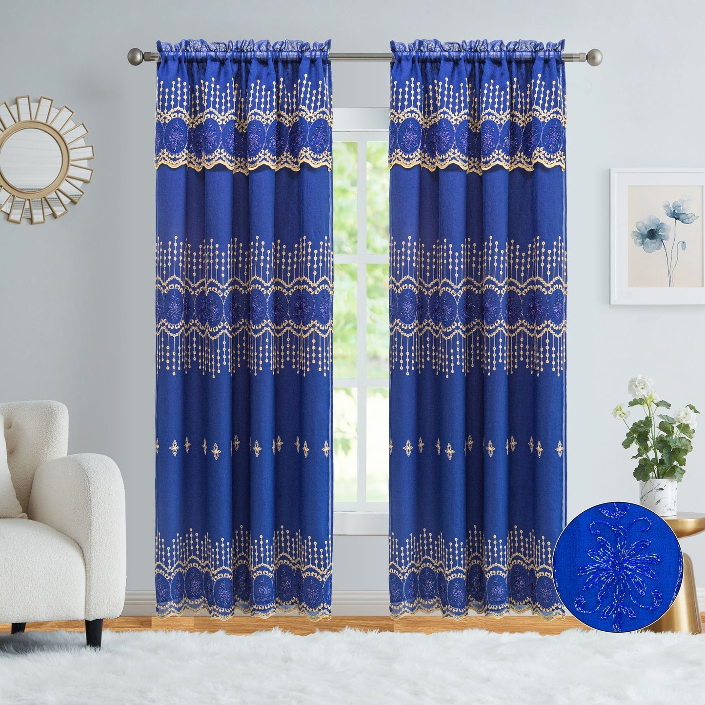 VANESSA EMBROIDERY PANEL-SIZE 54X84 WITH VALANCE AND BACKING