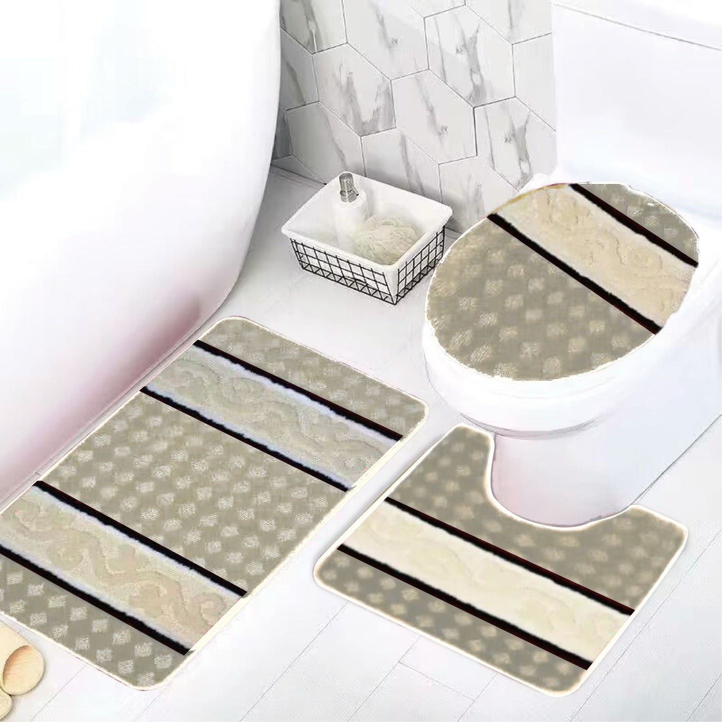 3PCS YASMIN BATH MATT SET 12 SETS PER BOX ASSORTED