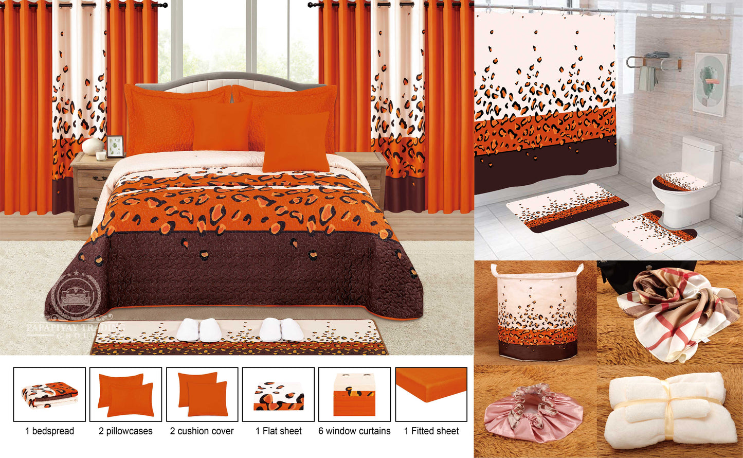 25 Pcs Bedspread With Matching Curtains & Bath Decor