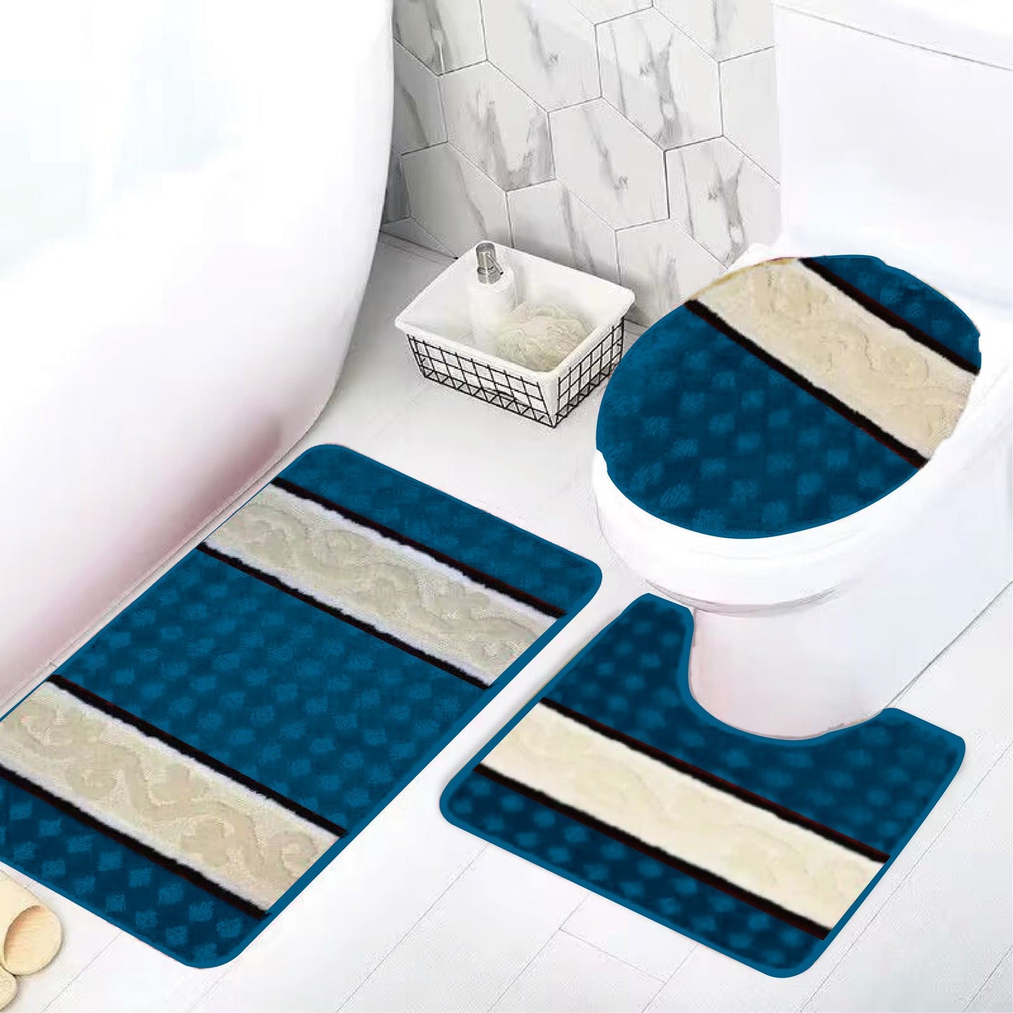 3PCS YASMIN BATH MATT SET 12 SETS PER BOX ASSORTED