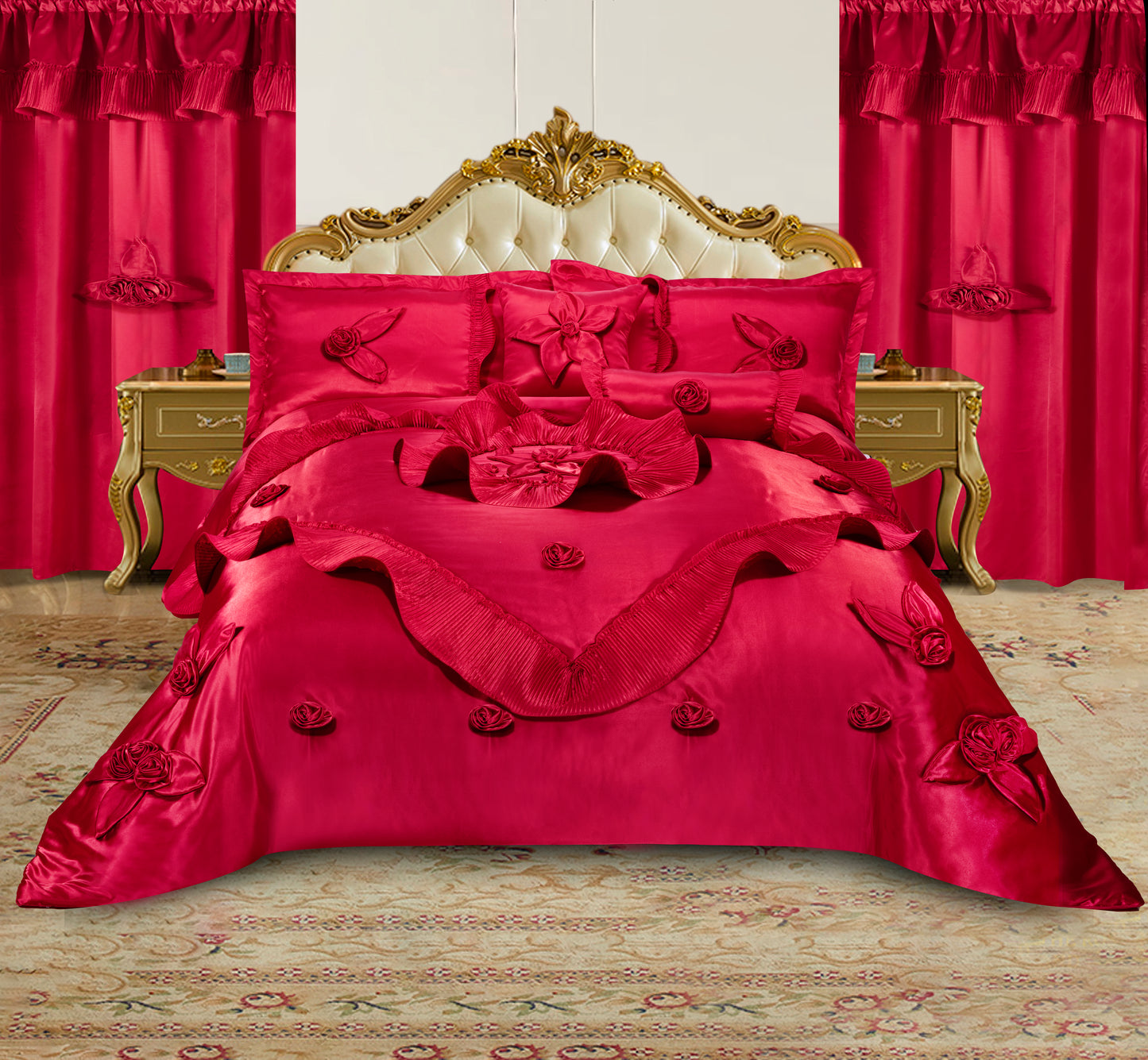 7 PC Luxury Wedding Set With Matching Curtains
