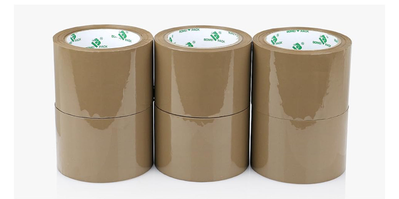Industrial Grade Clear and Brown Packing Tape 6 Rolls - 110 Yards per Roll - 3" Wide x 2.0 mil Thick, Acrylic Adhesive Heavy Duty Tape for Box Office Moving Packaging Shipping