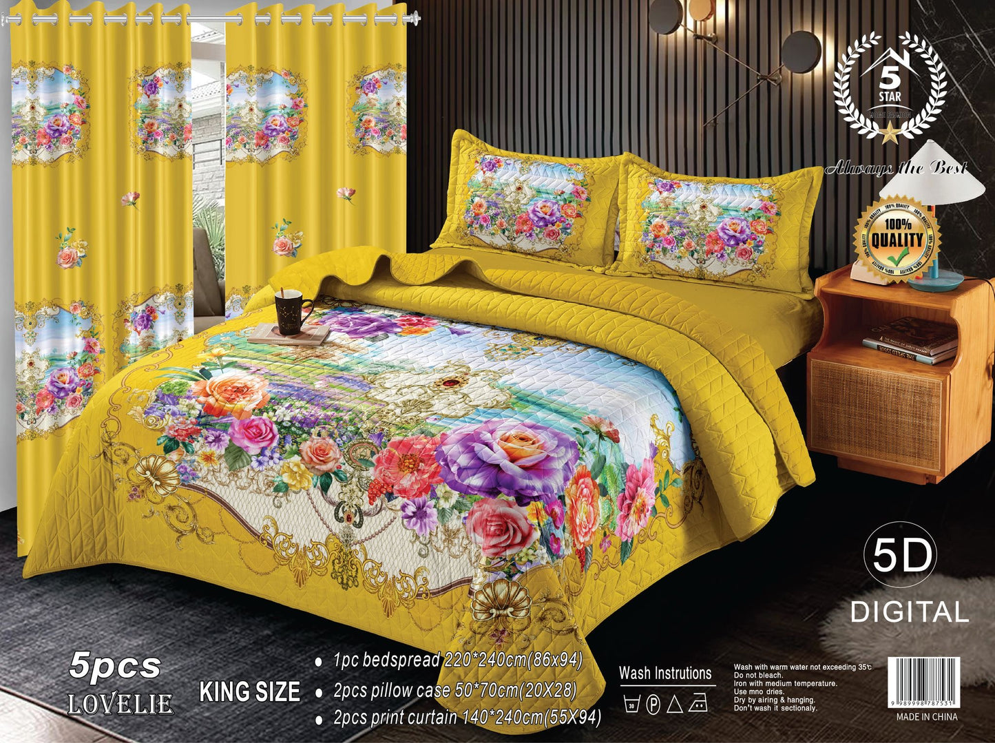 5D - 5PC BED SPREAD - 12PC ASSORTED