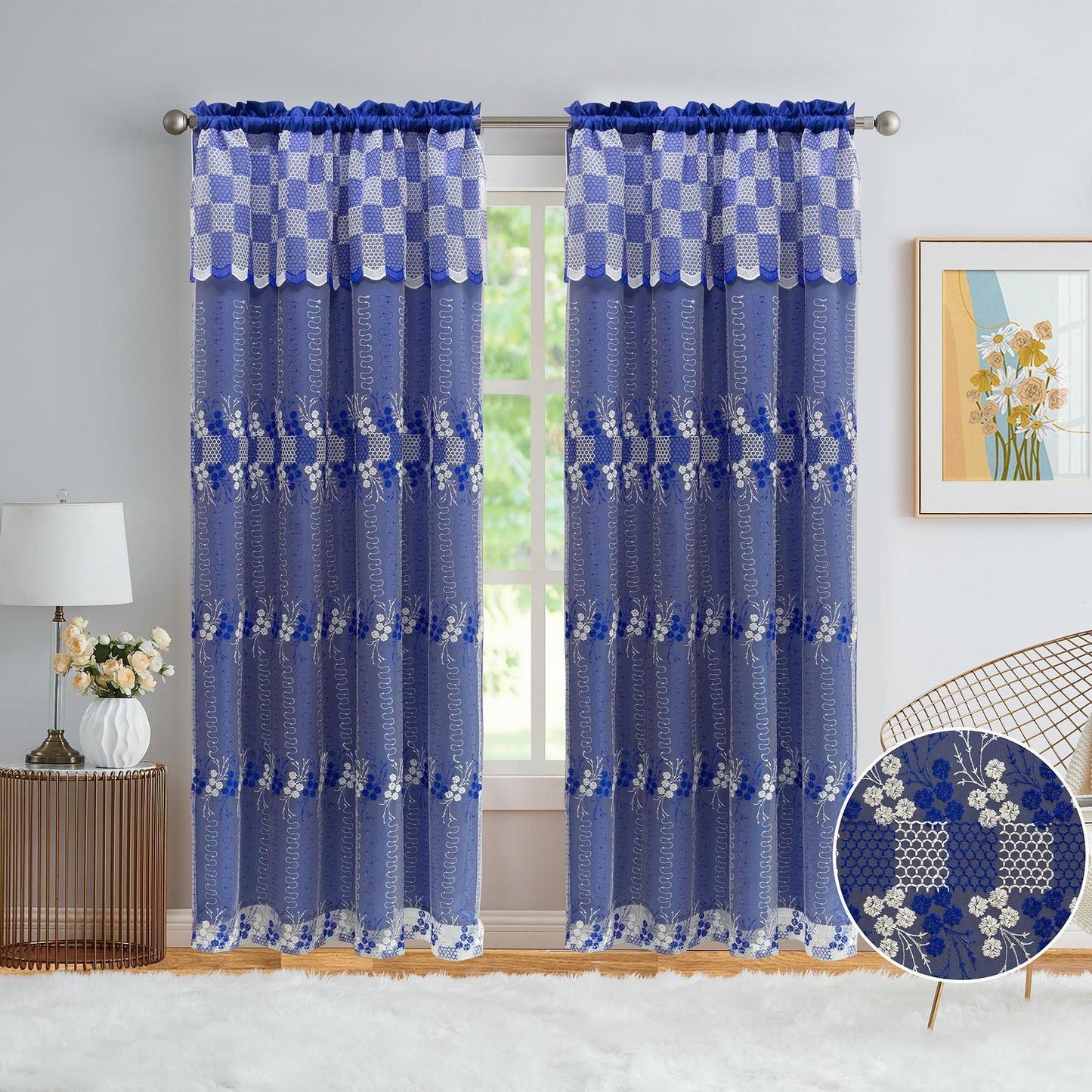 GRYSTAL EMBROIDERY PANEL-SIZE 54X84 WITH VALANCE AND BACKING