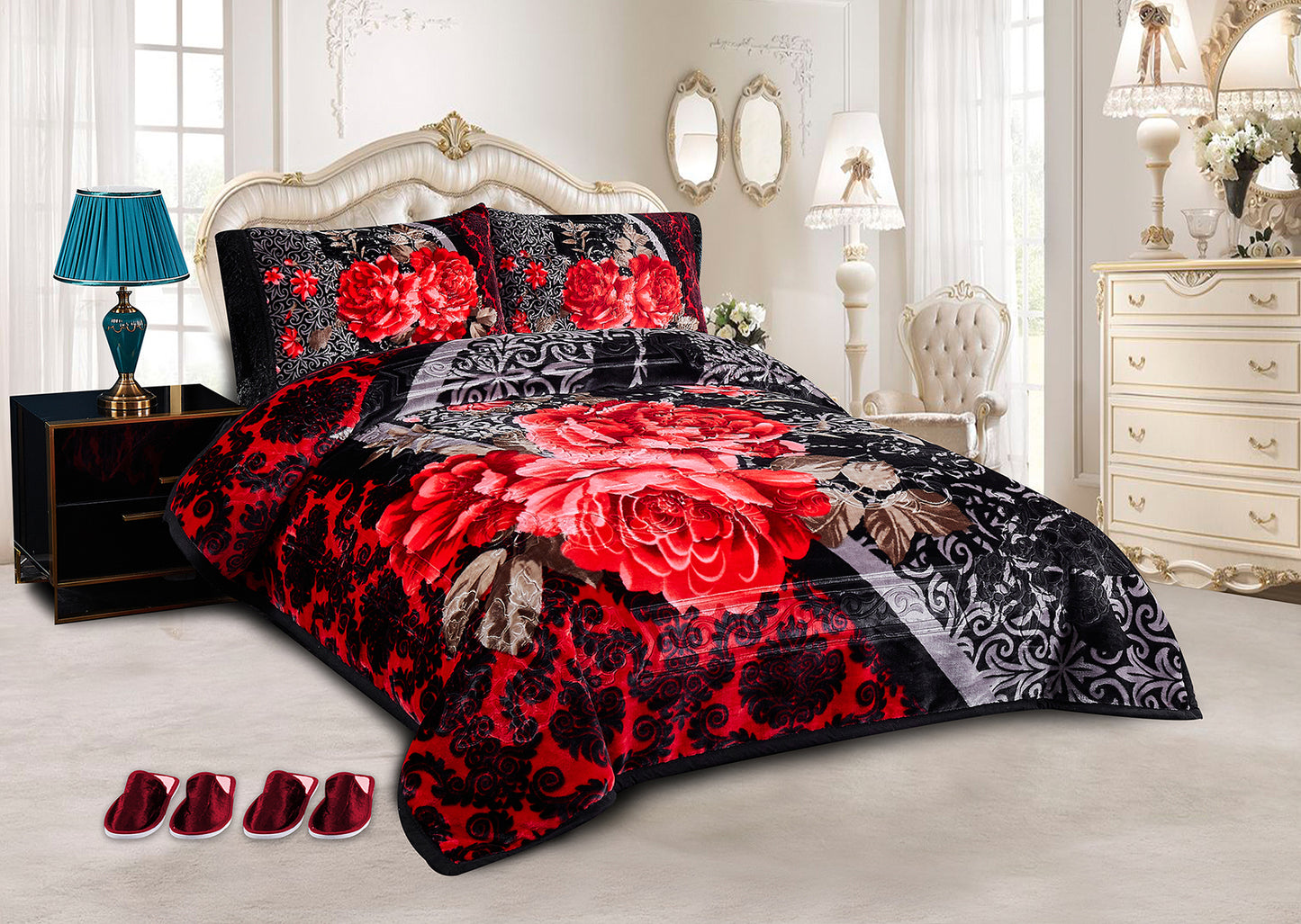 5-Piece Luxury Soft Raschel Blanket Set