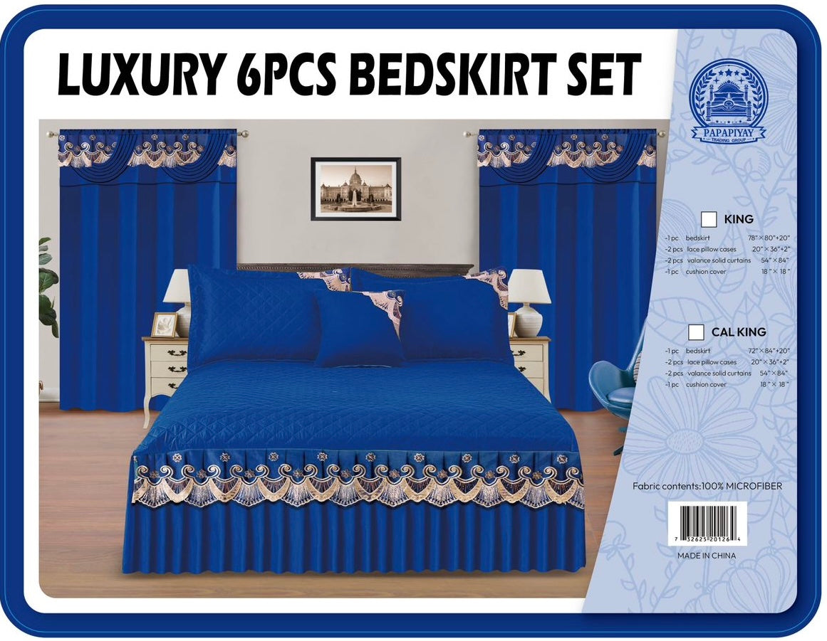 6PC Bedskirt Set With Matching Curtains ( Tou Lumen)