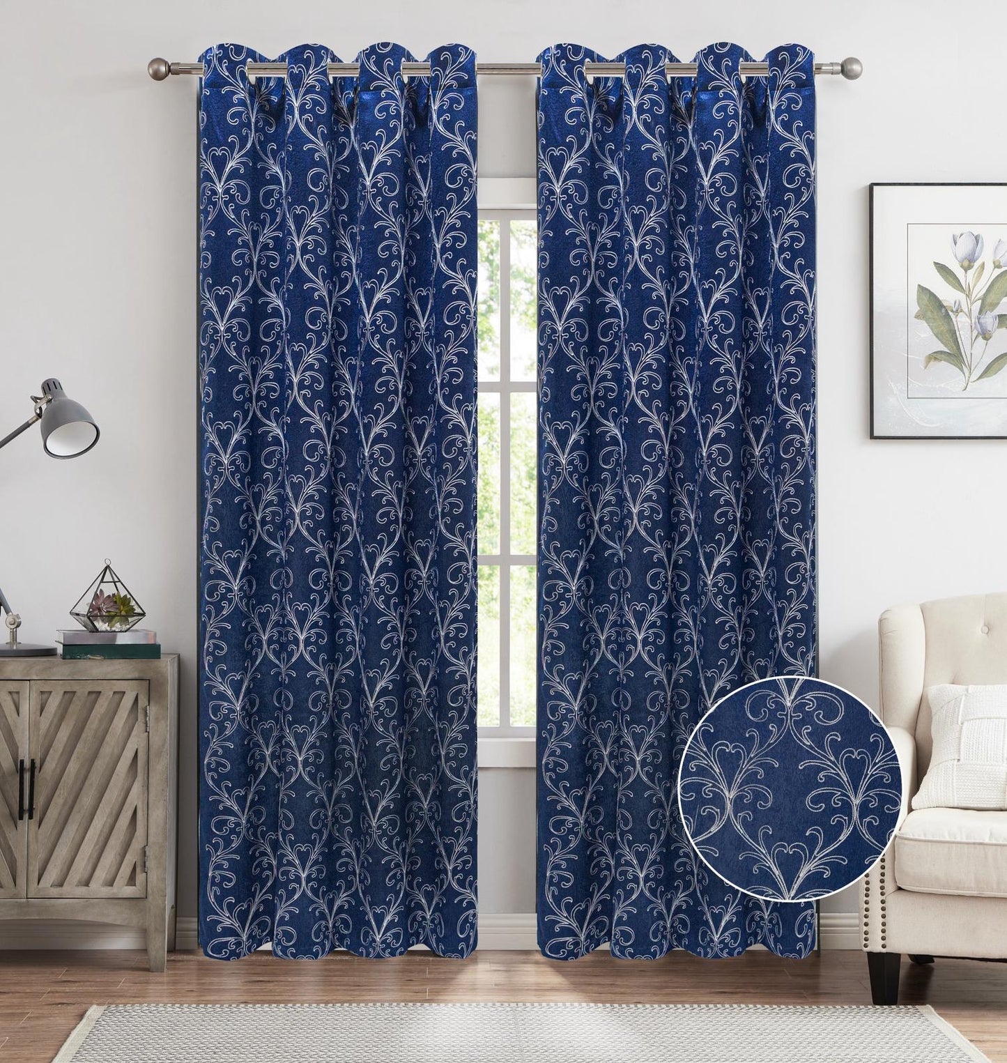 BELLEVUE EMBROIDERY BLACKOUT SIZE 84 W/8 GROMMET PANEL