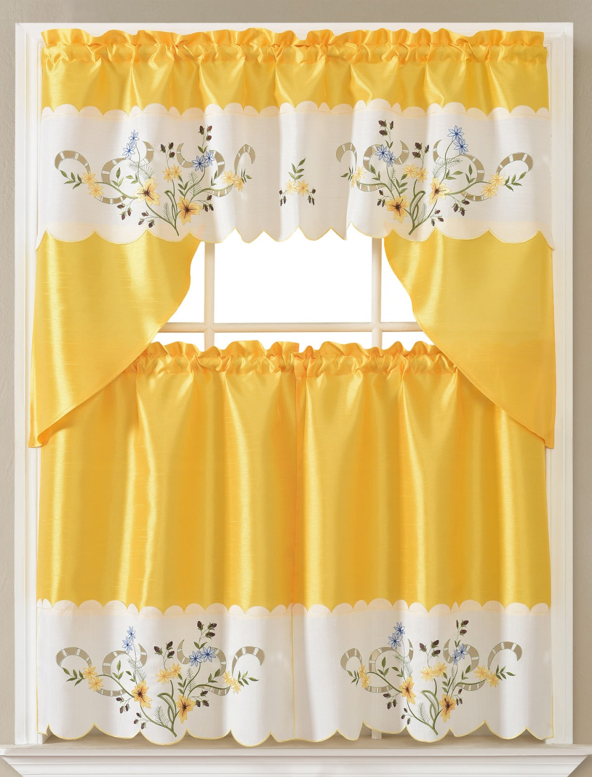 Kitchen Curtains - Embroidered Hand Carved
