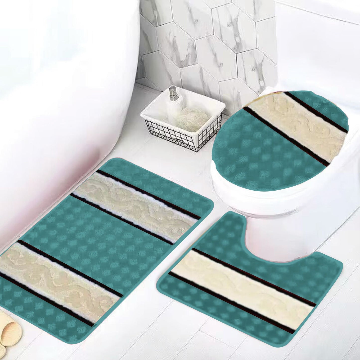 3PCS YASMIN BATH MATT SET 12 SETS PER BOX ASSORTED