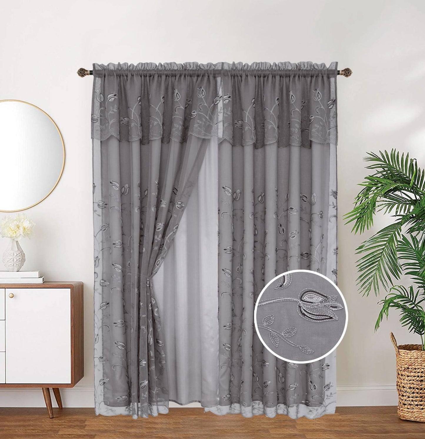 MAHA EMBROIDERY PANEL-SIZE 54X84 WITH VALANCE AND BACKING