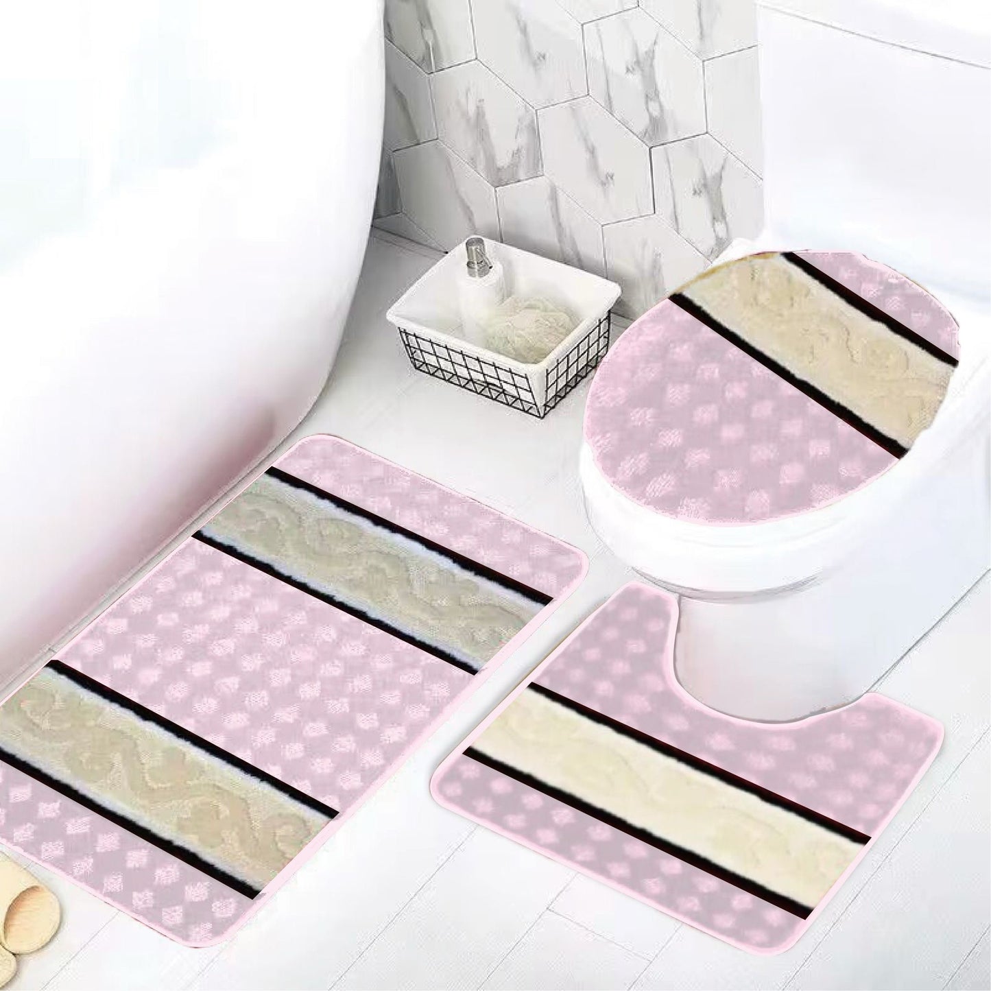 3PCS YASMIN BATH MATT SET 12 SETS PER BOX ASSORTED