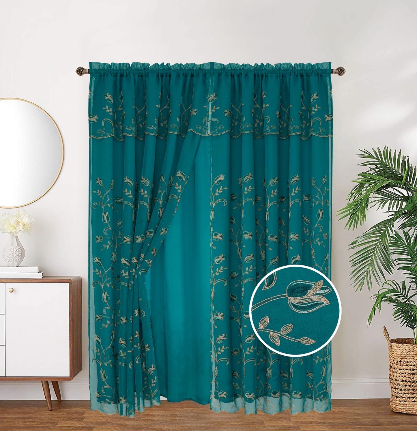 MAHA EMBROIDERY PANEL-SIZE 54X84 WITH VALANCE AND BACKING