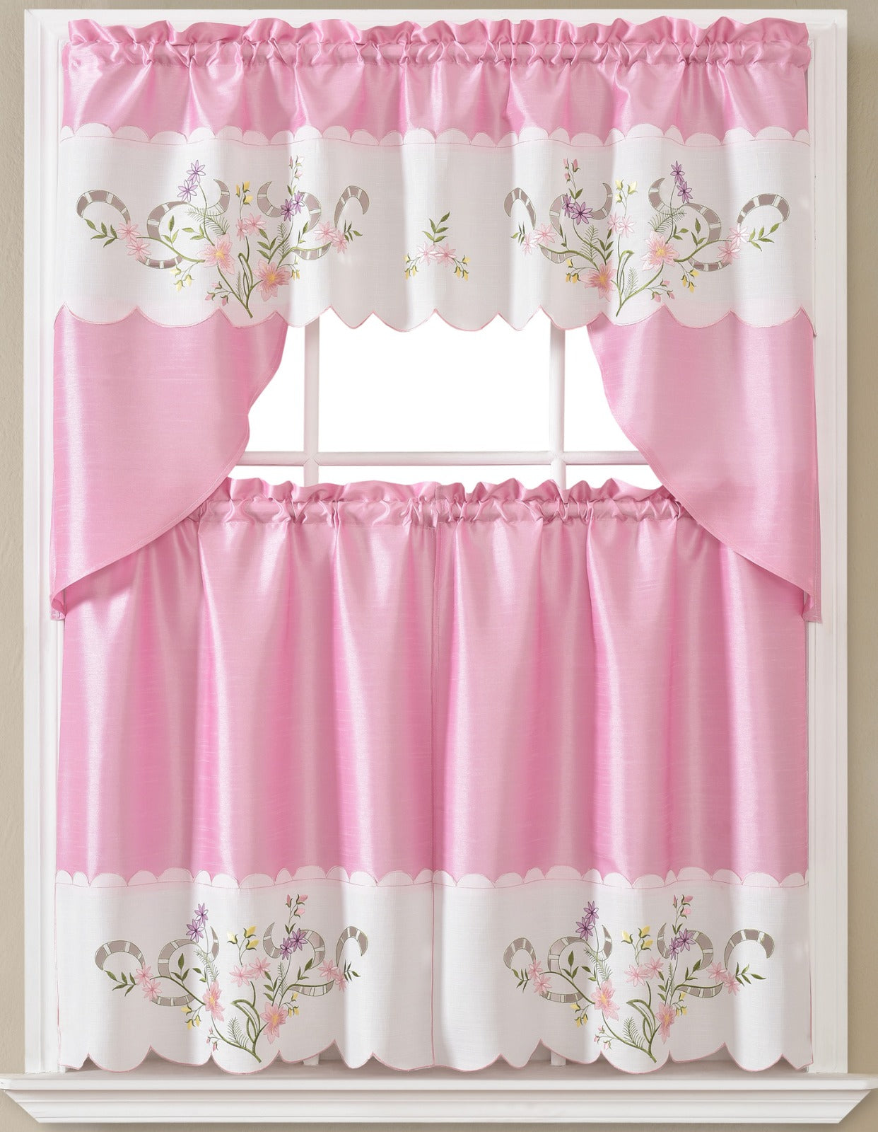 Kitchen Curtains - Embroidered Hand Carved
