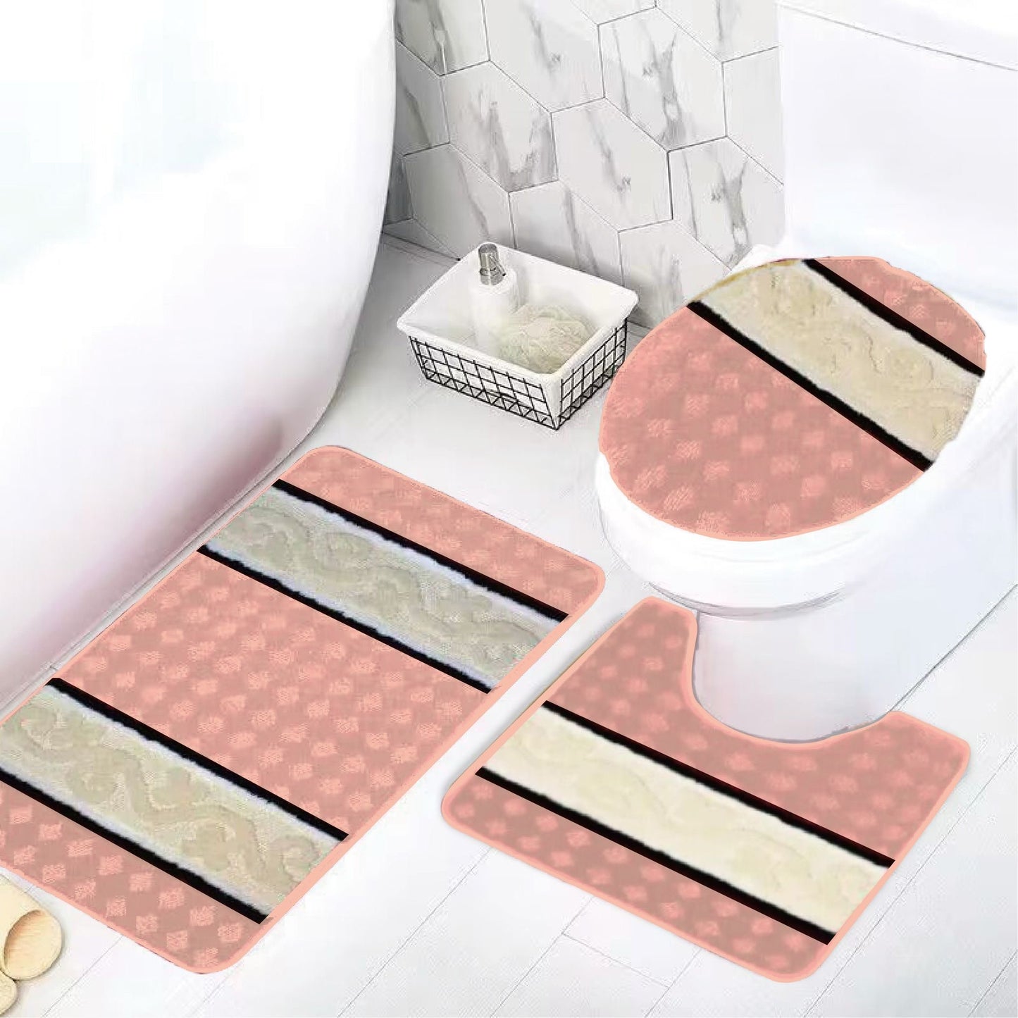 3PCS YASMIN BATH MATT SET 12 SETS PER BOX ASSORTED