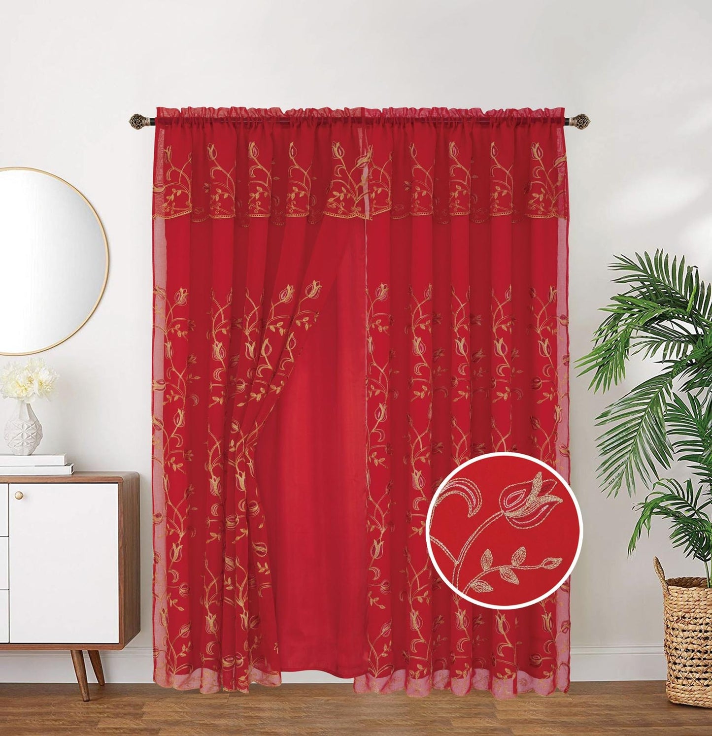 MAHA EMBROIDERY PANEL-SIZE 54X84 WITH VALANCE AND BACKING
