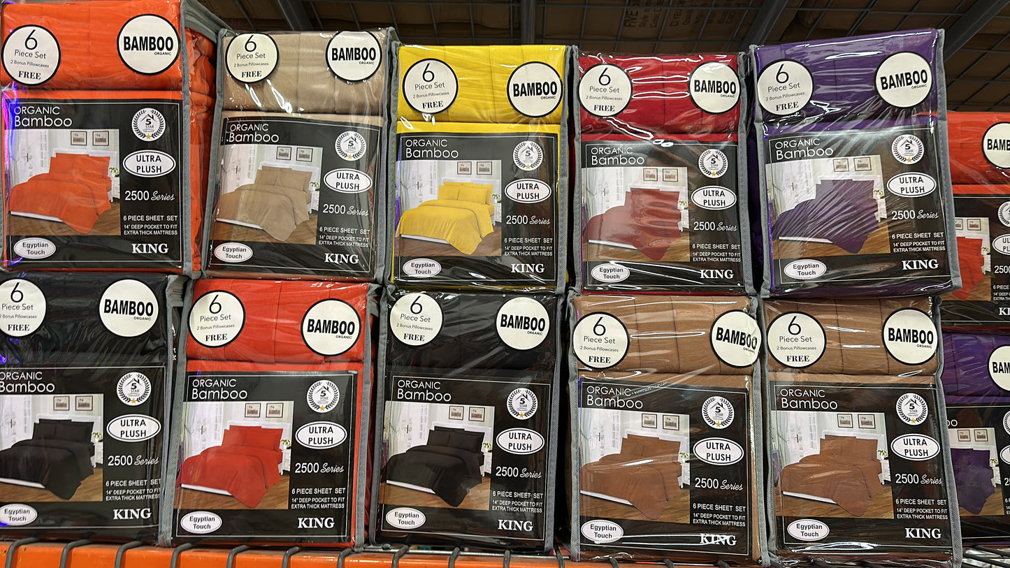 6 Pc Organic Solid Color Bamboo Sheet Set