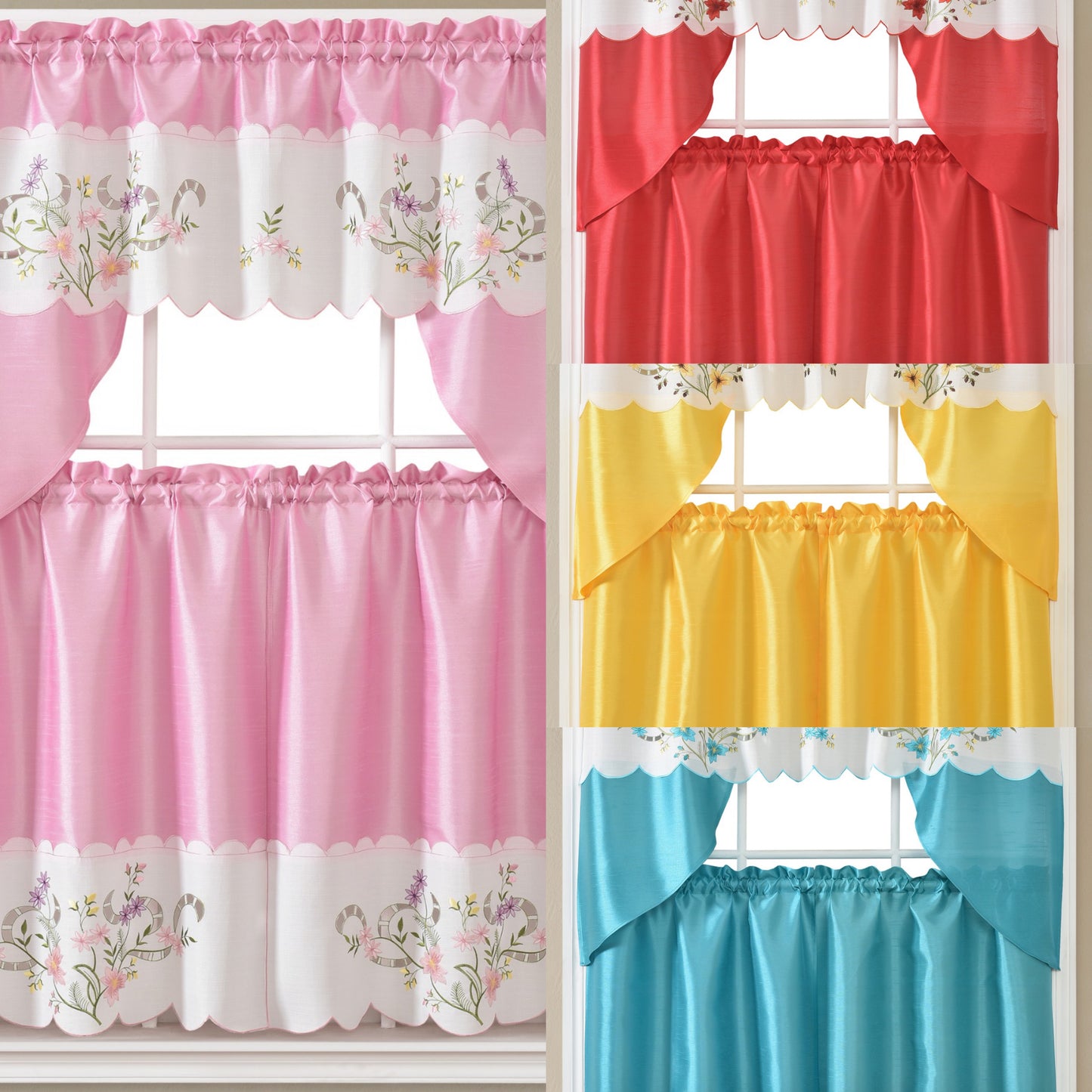 Kitchen Curtains - Embroidered Hand Carved