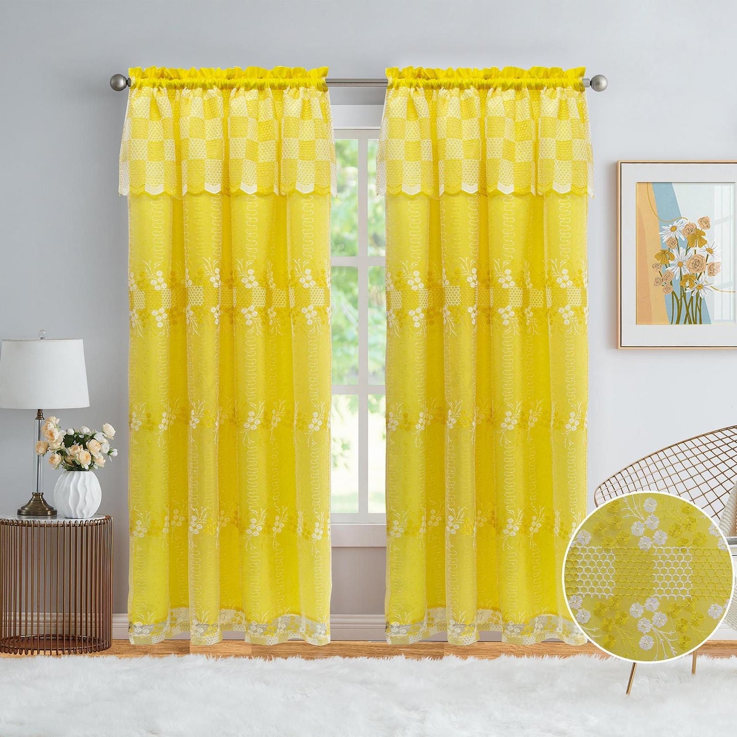 GRYSTAL EMBROIDERY PANEL-SIZE 54X84 WITH VALANCE AND BACKING