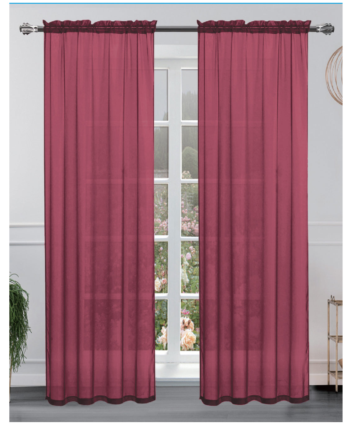 Hollywood 8 grommets solid sheer panel 84 inches