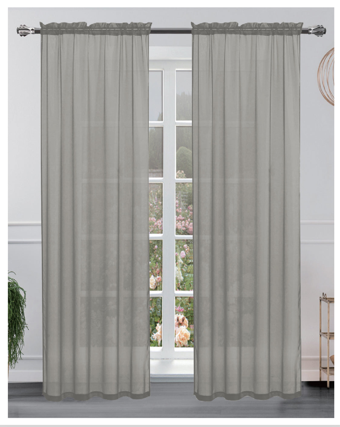 Hollywood 8 grommets solid sheer panel 84 inches