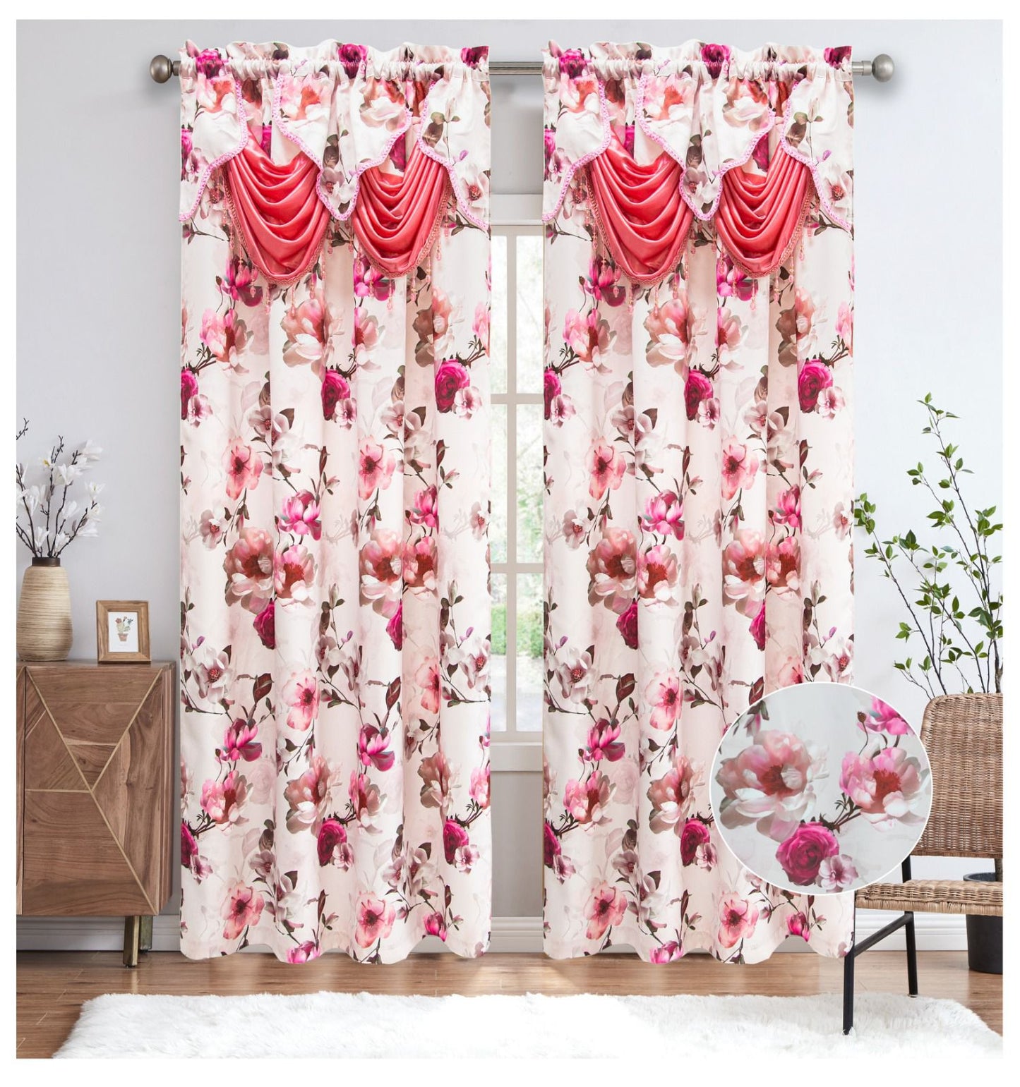 RAFAH Jacquard Panel With Valance 54x84