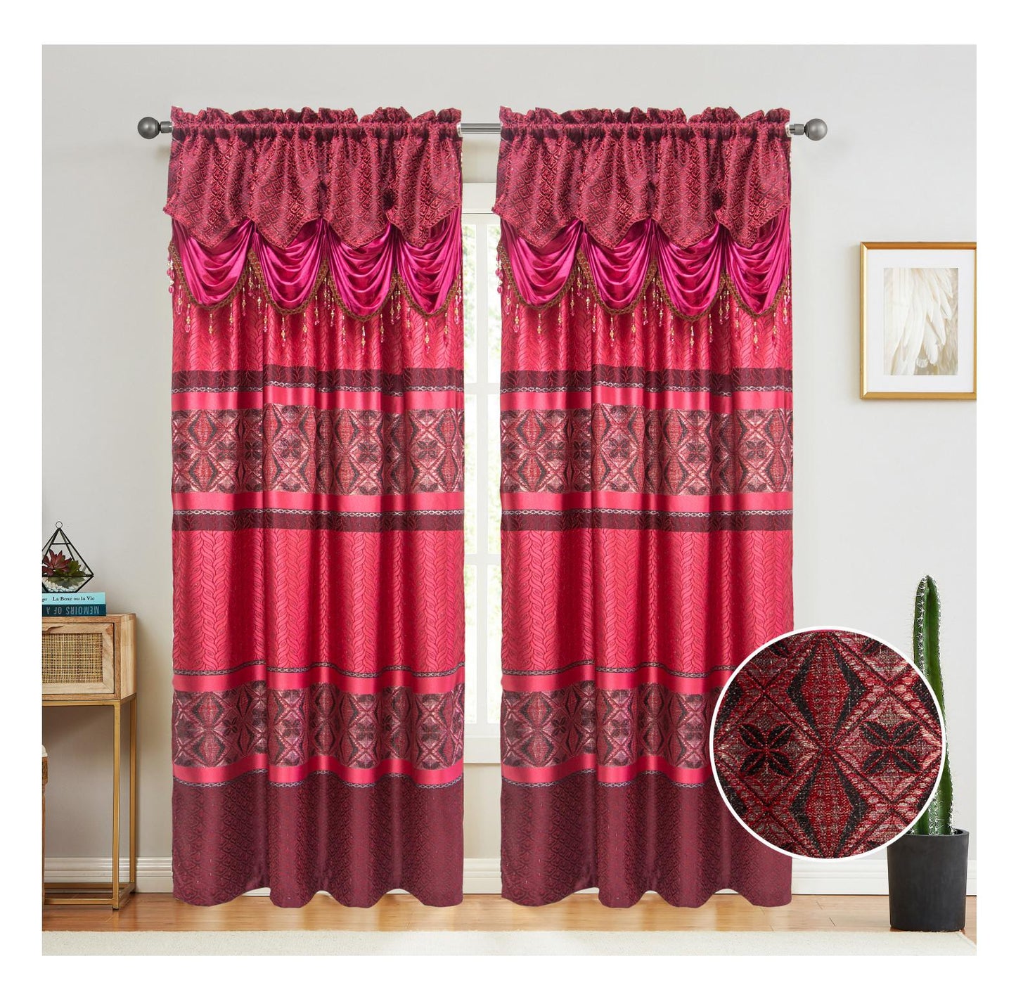 LUNA Jacquard Panel With Valance 54x84