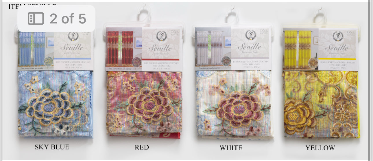 Seville Luxurious Style Rod pocket Macreme Curtain