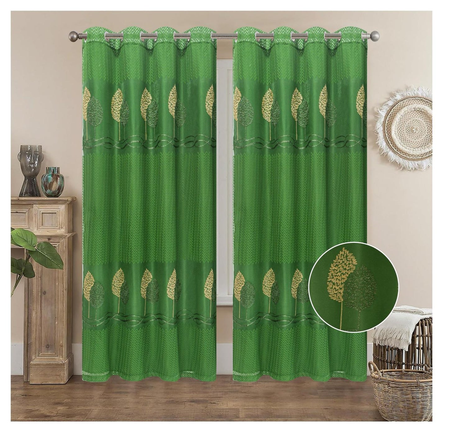 FLORA EMBROIDERY SHEER WITH 8 GROMMETS PANEL-SIZE 54X84 WITH BACKING