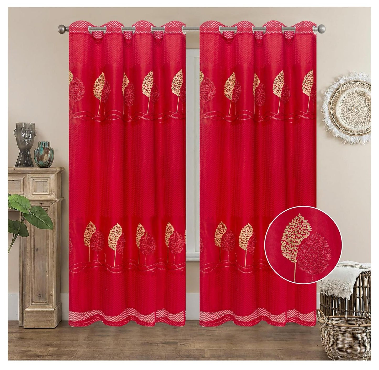 FLORA EMBROIDERY SHEER WITH 8 GROMMETS PANEL-SIZE 54X84 WITH BACKING
