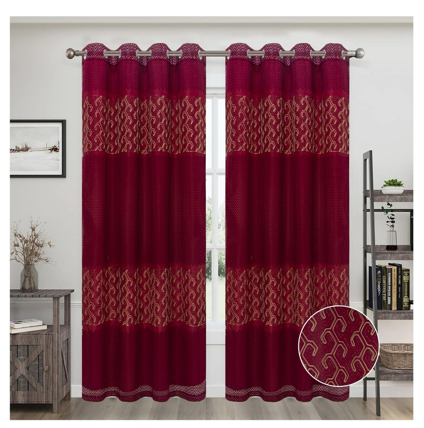 JESSIE EMBROIDERY SHEER WITH 8 GROMMETS PANEL-SIZE 54X84 WITH BACKING