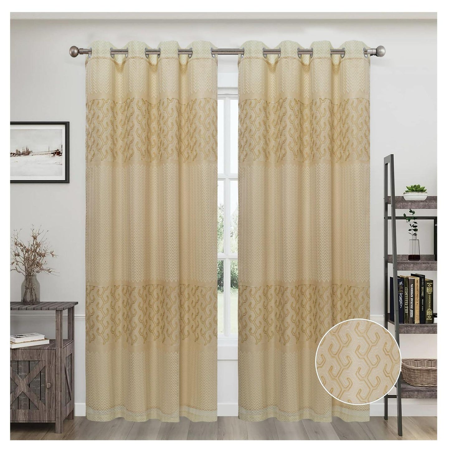 JESSIE EMBROIDERY SHEER WITH 8 GROMMETS PANEL-SIZE 54X84 WITH BACKING