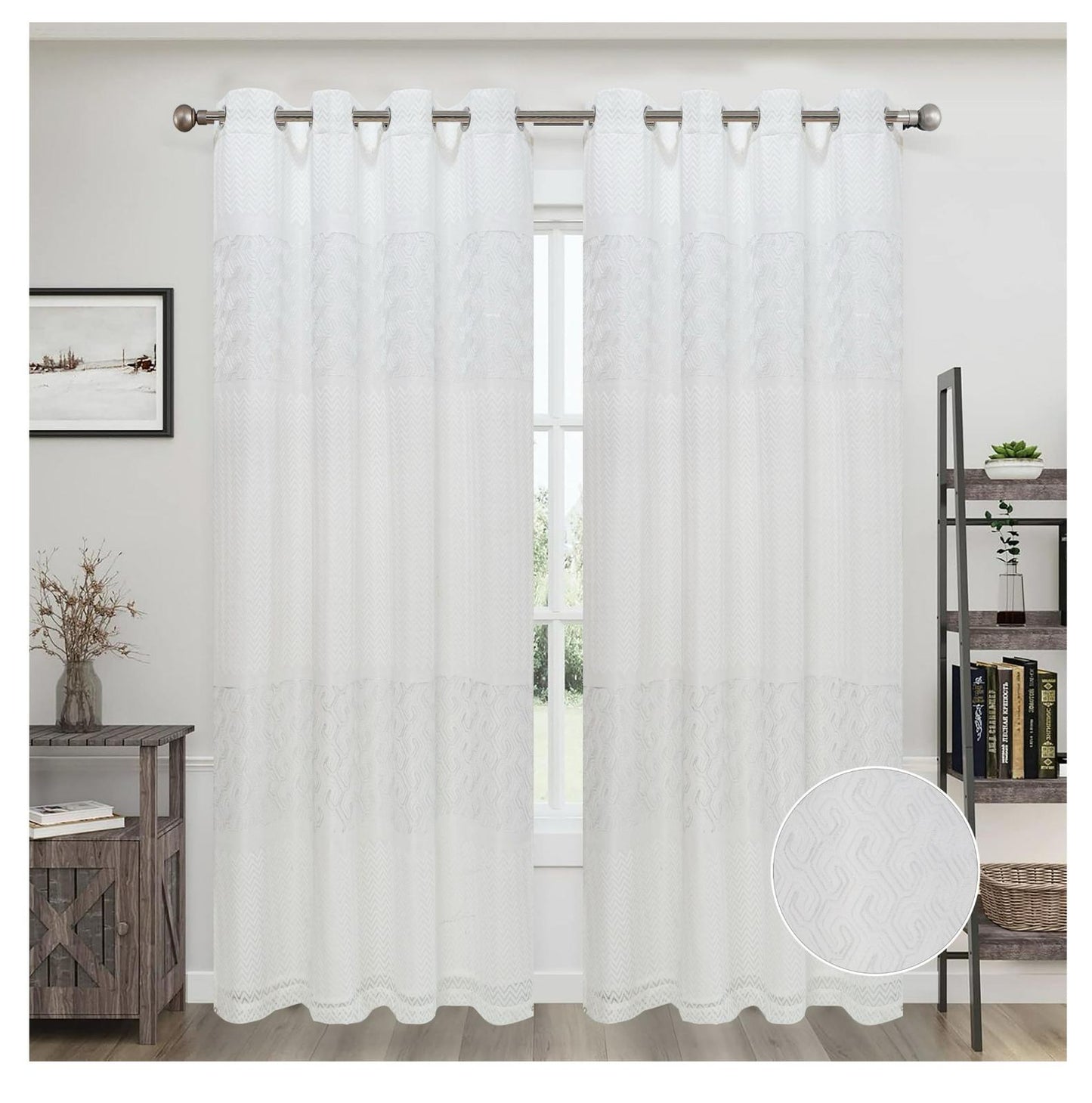 JESSIE EMBROIDERY SHEER WITH 8 GROMMETS PANEL-SIZE 54X84 WITH BACKING