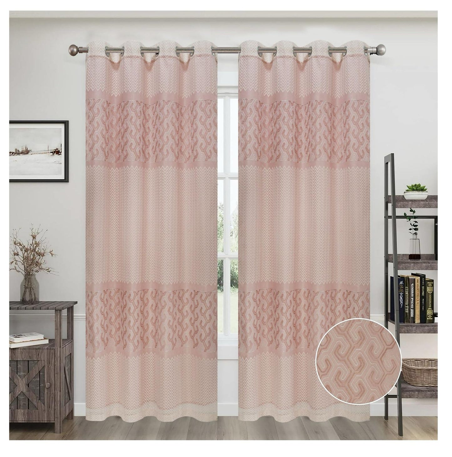 JESSIE EMBROIDERY SHEER WITH 8 GROMMETS PANEL-SIZE 54X84 WITH BACKING