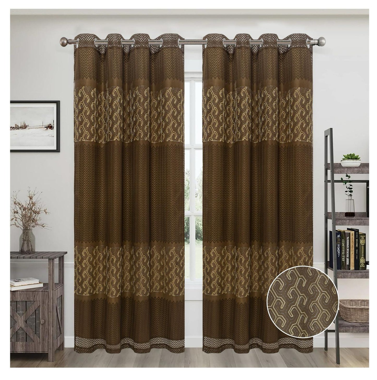 JESSIE EMBROIDERY SHEER WITH 8 GROMMETS PANEL-SIZE 54X84 WITH BACKING