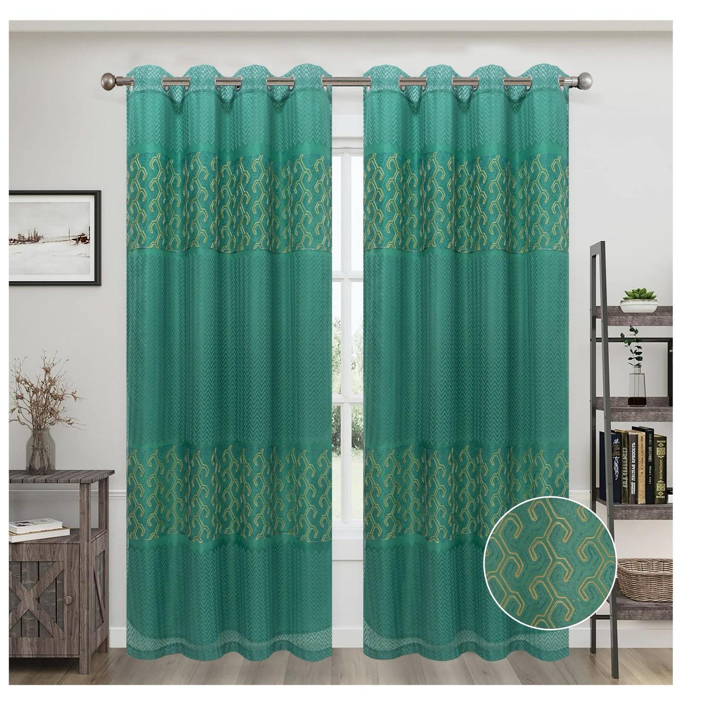 JESSIE EMBROIDERY SHEER WITH 8 GROMMETS PANEL-SIZE 54X84 WITH BACKING