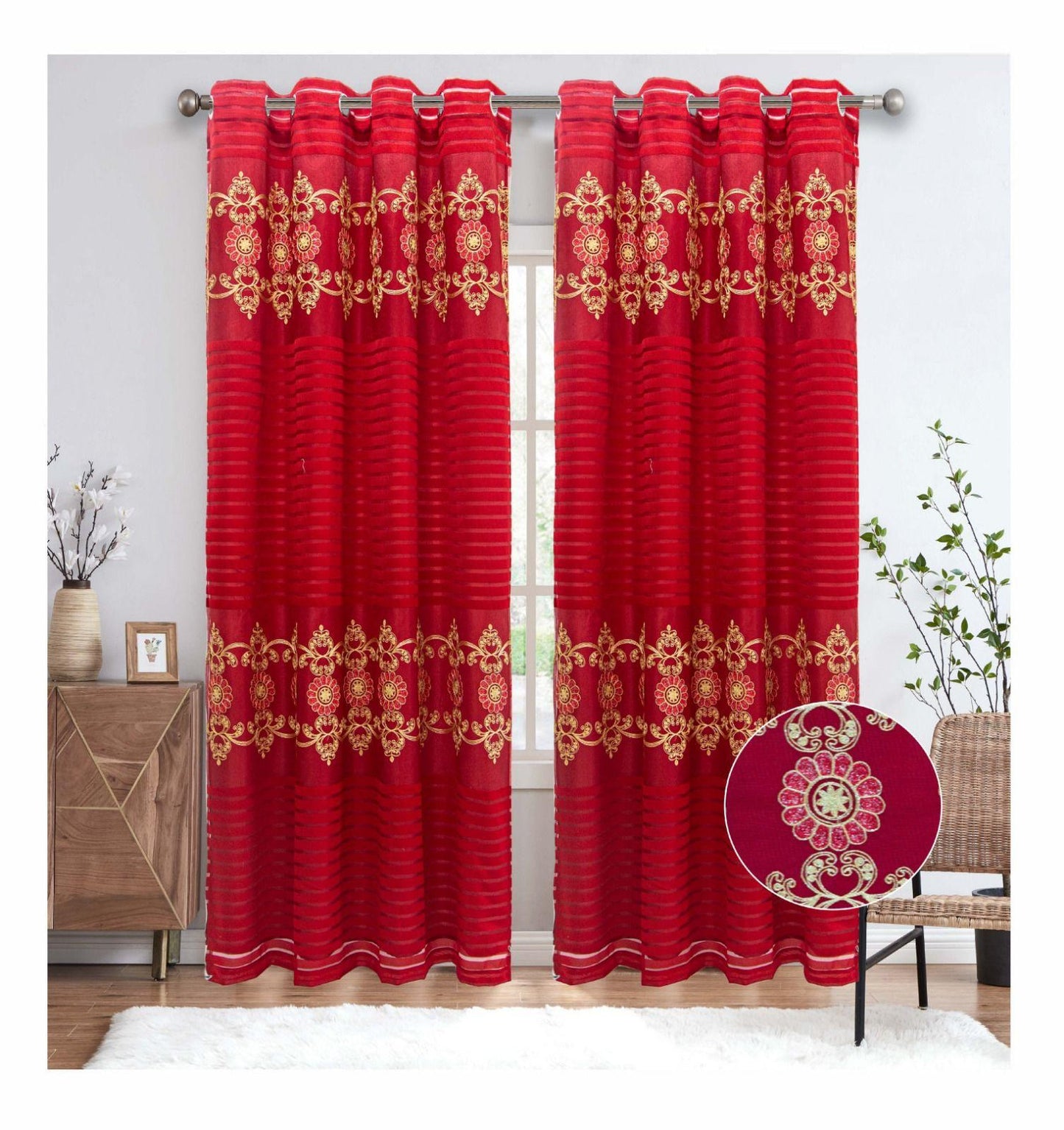 CAROLINE EMBROIDERY SHEER WITH 8 GROMMETS PANELSIZE 54X84 WITH BACKING