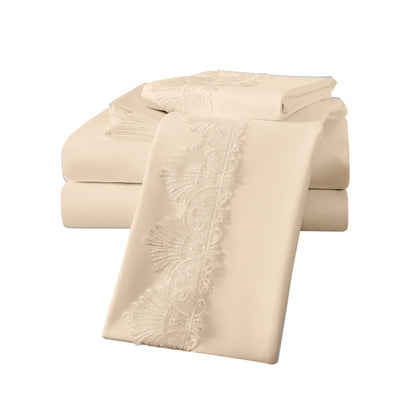 Elegant Comfort Lace 6Pcs  Sheet Set