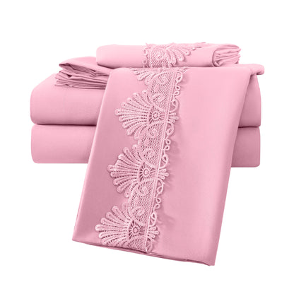 Elegant Comfort Lace 6Pcs  Sheet Set