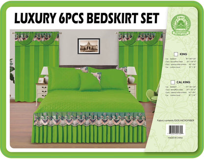 6PC Bedskirt Set With Matching Curtains ( Tou Lumen)