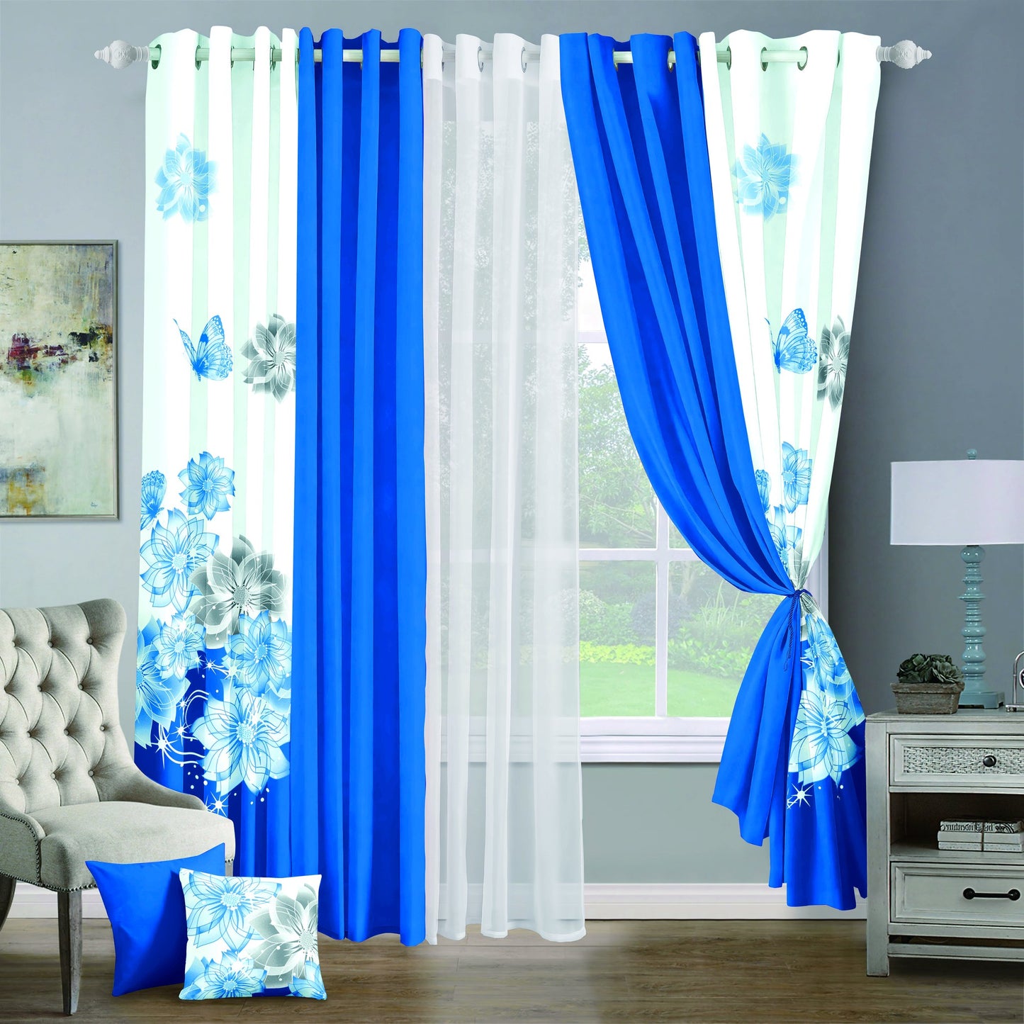 9pcs Grand Diva Window Curtains Set