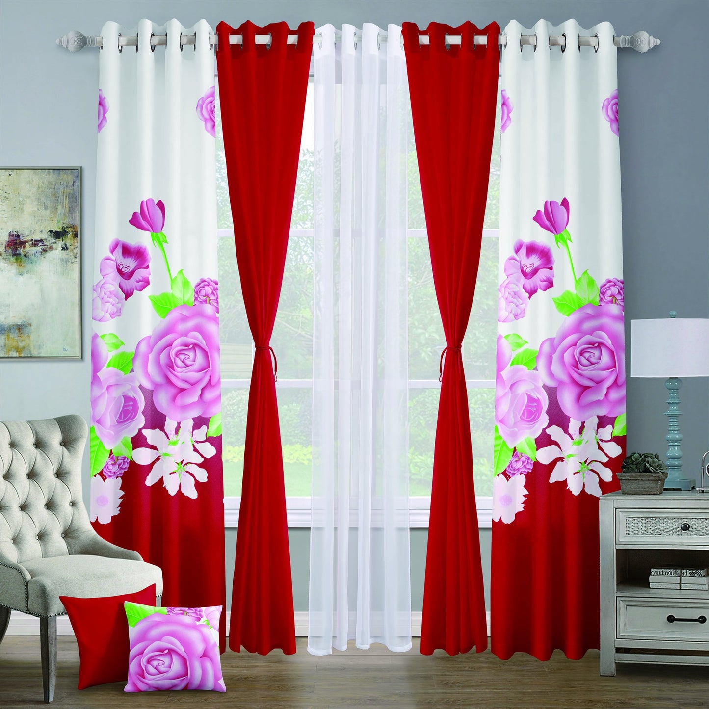 9pcs Grand Diva Window Curtains Set