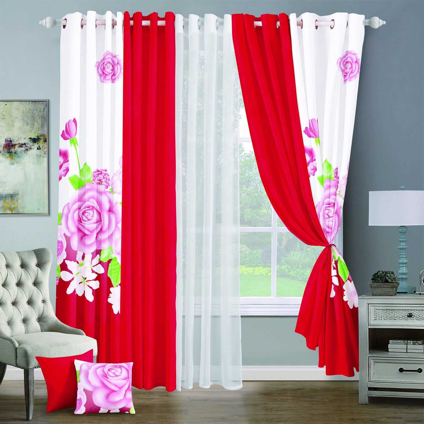 9pcs Grand Diva Window Curtains Set