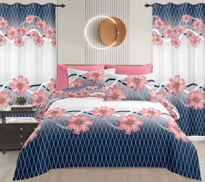 Sublime 8 Pcs Bed Sheet Set with Bonus Curtains — Case of 12 (Assorted Colors)
