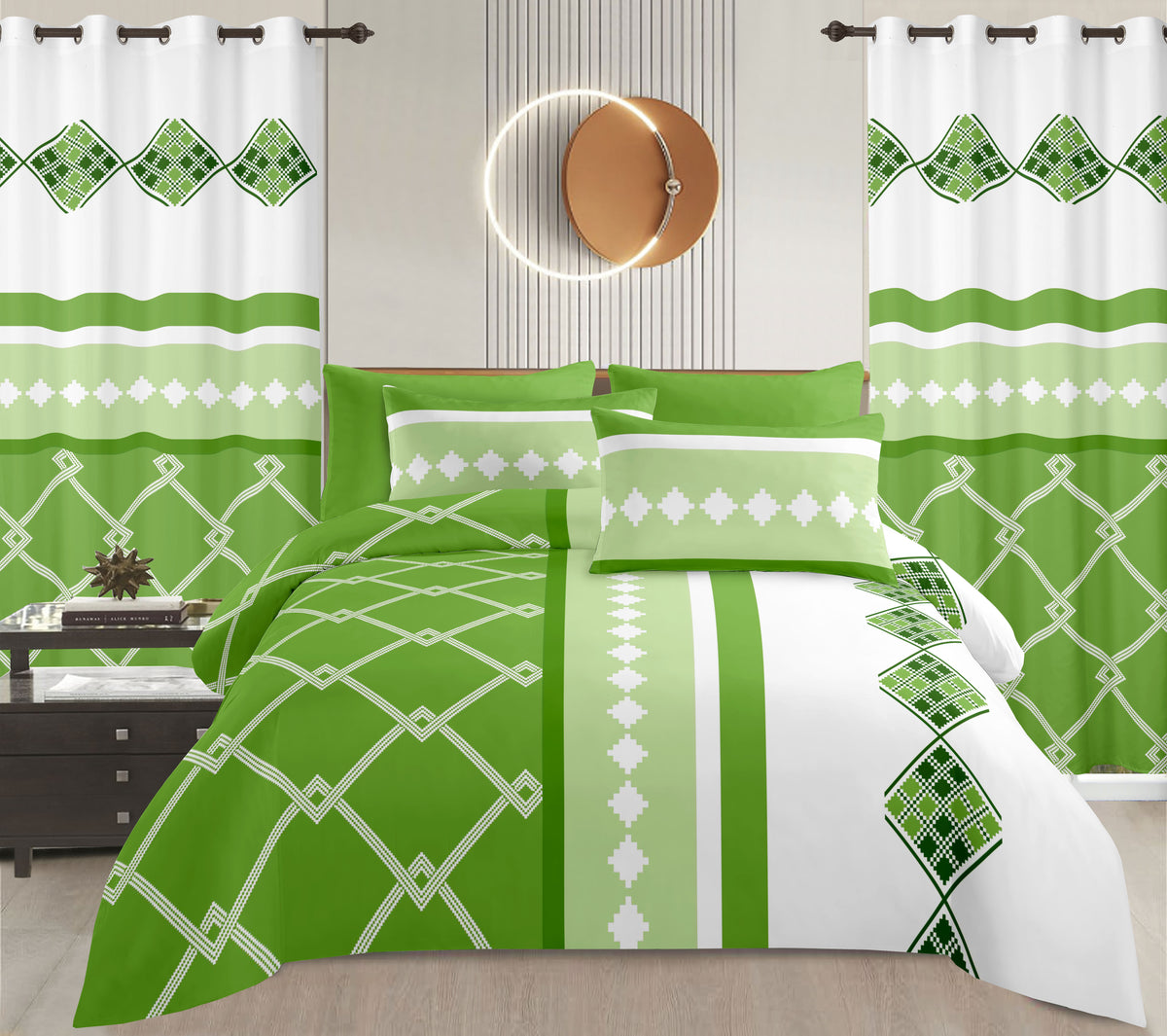 Sublime 8 Pcs Bed Sheet Set with Bonus Curtains — Case of 12 (Assorted Colors)