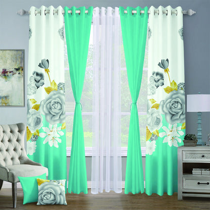 9pcs Grand Diva Window Curtains Set