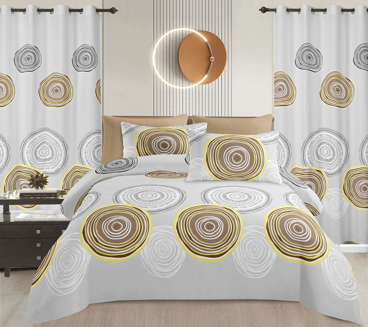 Sublime 8 Pcs Bed Sheet Set with Bonus Curtains — Case of 12 (Assorted Colors)