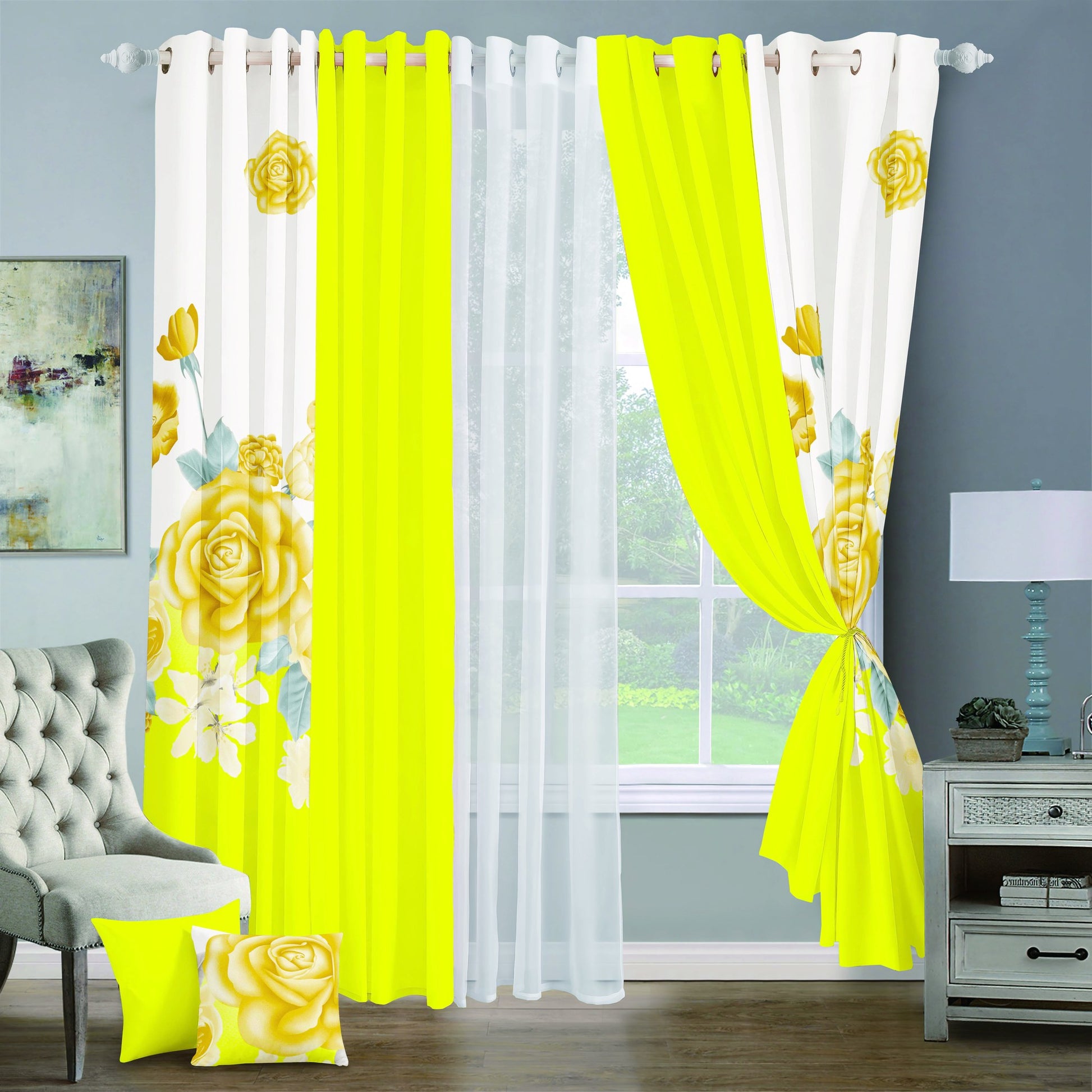 9pcs Grand Diva Window Curtains Set