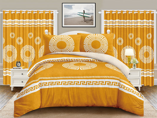 (Len Fredi) 5 PC Borrego Blanket With Matching Curtains
